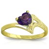 Galaxy Gold 0.75 Carat 14K Solid Yellow Gold Ring Natural Purple Amethyst	