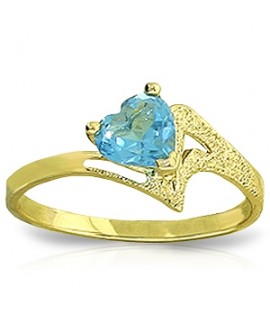 Galaxy Gold 0.95 Carat 14K Solid Yellow Gold Ring Natural Blue Topaz	