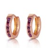 Galaxy Gold 0.85 Carat 14K Solid Rose Gold Hoop Huggie Earrings Purple Amethyst	