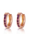 Galaxy Gold 0.85 Carat 14K Solid Rose Gold Hoop Huggie Earrings Purple Amethyst	