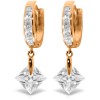 Galaxy Gold 14K Solid Rose Gold Dangling Cubic Zirconia Hoop Earrings