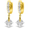 Galaxy Gold 14K Solid Rose Gold Dangling Cubic Zirconia Hoop Earrings