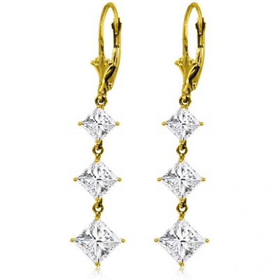 Galaxy Gold 6.79 Carat 14K Solid Yellow Gold Cubic Zirconia Lever back Chandelier Earrings