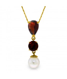 Galaxy Gold 14K. Gold Necklace with Garnets & Pearl