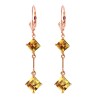 Galaxy Gold 14K Solid White Gold Leverback Earrings w/ Citrines