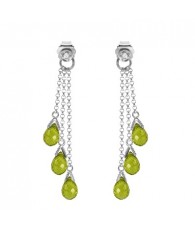 Galaxy Gold 14K Solid White Gold Chandelier Earrings with Diamonds & Peridots