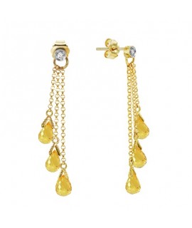 Galaxy Gold 7.38 Carat 14K Solid Yellow Gold Chandelier Earrings Diamond Citrine