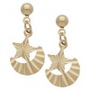 Gold Plated Ladies Earrings Diamond Cut Mesh Moon Star
