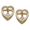 CZ Gold Plated Single Stone Heart Earrings  