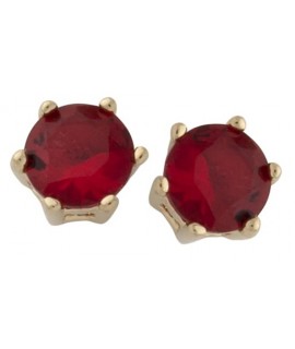 Gold Plated Circle Birthstone Earring-Jul/Ruby