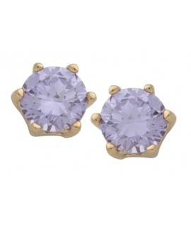 Gold Plated Circle Birthstone Earring-Oct/Rose Zircon 