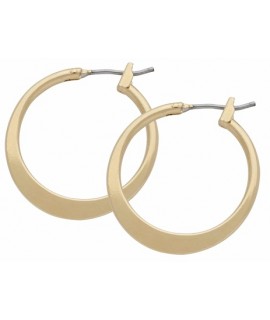 Gold Plated Hoop Earrings Medium Flat 