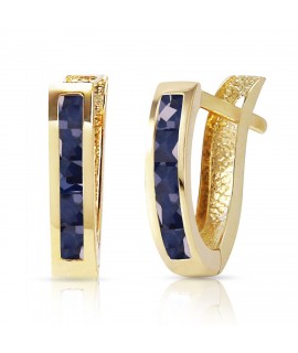 Galaxy Gold 1.3 Carat 14K Solid Yellow Gold Oval Huggie Earrings Sapphire  