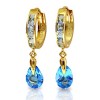 Galaxy Gold 4.2 Carat 14K Solid Yellow Gold Huggie Earrings Dangling Blue Topaz	