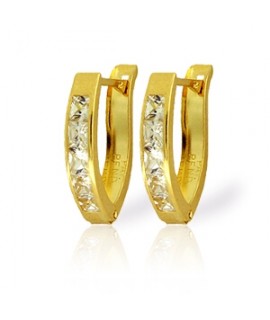 Galaxy Gold 1.1 Carat 14K Solid Yellow Gold Small Cubic Zirconia Oval Hoops Earrings