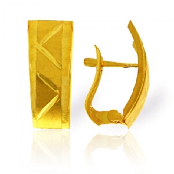 Galaxy Gold 14K Solid Yellow Gold Half Moon Earrings Diamond Cut	