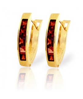 Galaxy Gold 1.3 Carat 14K Solid Yellow Gold Oval Huggie Earrings Garnet	