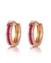 Galaxy Gold 1.3 Carat 14K Solid Yellow Gold Hoop Earrings Natural Ruby	