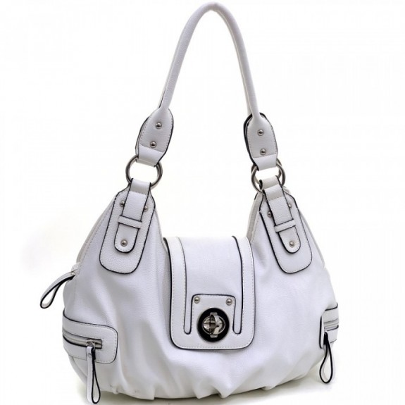 Dasein Faux Leather Fashion Shoulder Handbag Bag White