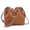Dasein Saffiano Leather Bucket Bag 