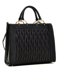 Dasein Textured Leather Tote Black