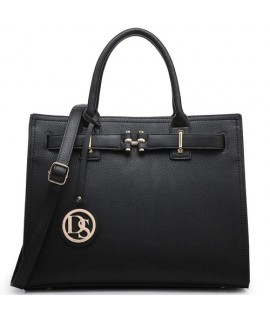 Dasein Women Satchel Purses Handbags Belted Top-handle Work Tote Black