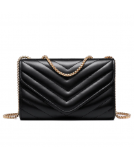 Dasein Quilted Double Intertwined Strap Mini Shoulder/Messenger Bag Black