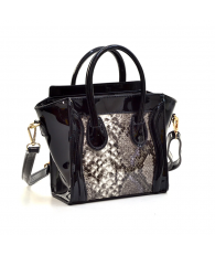 Dasein Mini Patent Leather w/ Snakeskin Black