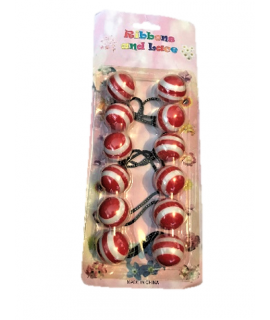 Ball Pony Hair Ties Red and White