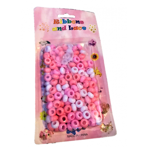 Hair Beads Acrylic Pink and White