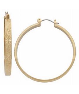 Gold Plated Hoop Earrings Starburst Textured Large