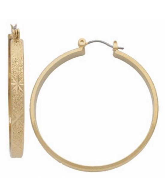 Hoop Earrings Starburst Textured Large
