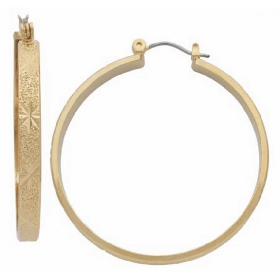 Hoop Earrings Starburst Textured Large