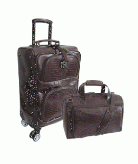 Amerileather Black Leather Two Piece Luggage Set