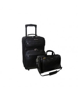 Amerileather Black Leather Two Piece Luggage Set 