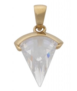 CZ Gold Plated Slider Clear Oval Pendant