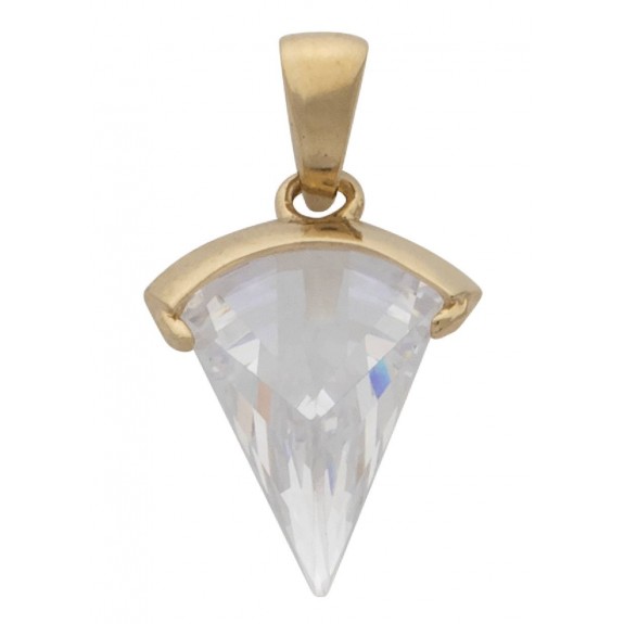 CZ Gold Plated Slider Clear Oval Pendant
