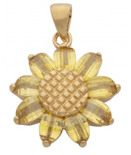 CZ Gold Plated Yellow Sunflower Pendant