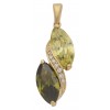 CZ Gold Plated Light and Dark Green Stone Pendant