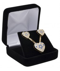 CZ Blue Enamel Heart Set