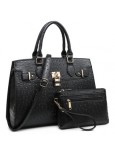 Dasein Fashion Emblem Women Handbag and Purses Top Handle Tote Work Bag with Matching Clutch