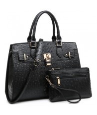Dasein Fashion Emblem Women Handbag and Purses Top Handle Tote Work Bag with Matching Clutch