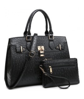 Dasein Fashion Emblem Women Handbag and Purses Top Handle Tote Work Bag with Matching Clutch