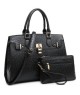 Dasein Fashion Emblem Women Handbag and Purses Top Handle Tote Work Bag with Matching Clutch